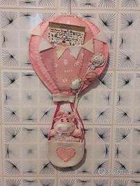 Fiocco Nascita Mongolfiera sia in rosa che in blu