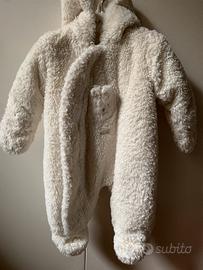 Tutina neonato caldo peluche pecorella 1-3m