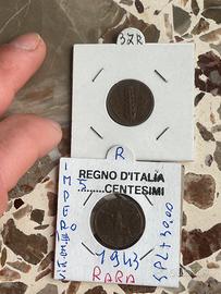 Lotto due 5 centesimi rari 1937 e 1943