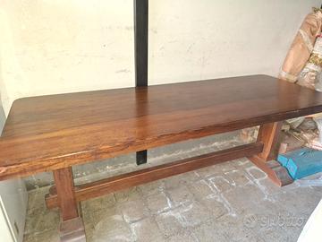 TAVOLO FRATINO NOCE 220X80 + 2 PANCHE E 5 SEDIE