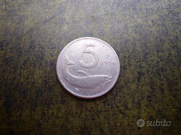 Moneta 5 Lire "Delfino" 1954 - Storia della Repubb