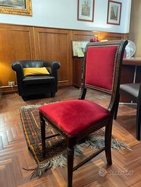 Set di 3 sedie in velluto rosso