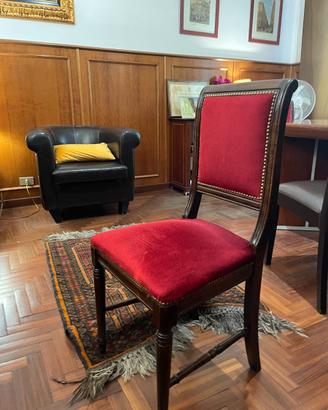 Set di 3 sedie in velluto rosso