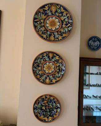 3 Piatti decorativi ceramica Caltagirone Manuello