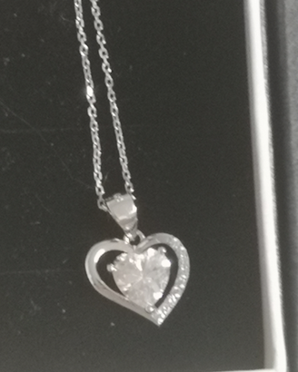 Collana argento con gemma cuore Zaffiro,NUOVA