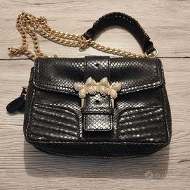 Twinset • tracollina in pelle stampa pitone nero