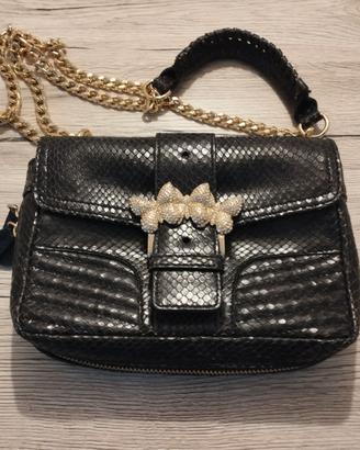 Twinset • tracollina in pelle stampa pitone nero