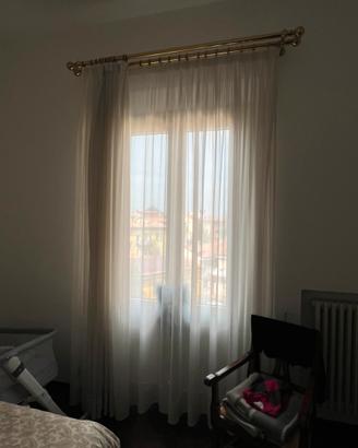 Set completo tende in seta + lino con bastoni