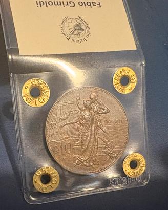 Moneta 10 centesimi cinquantenario periziata qFDC