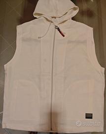 smanicato FB sport puro lino cappuccio tasche zip