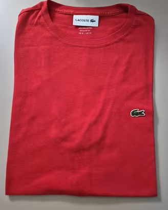 T-Shirt Lacoste Rossa per Uomo Taglia M 100%Cotone