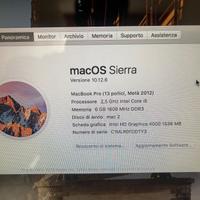 APPLE MACBOOK PRO 13" Mid 2012    i5core  2.5ghz