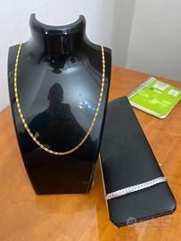 Collana in oro 18K con bracciale 925 sterling
