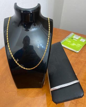 Collana in oro 18K con bracciale 925 sterling