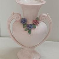 anfora vaso fiori a rilievo con firma