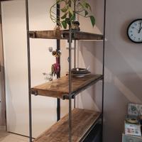 Libreria 5 ripiani in legno e metallo