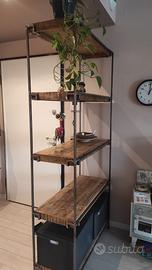 Libreria 5 ripiani in legno e metallo