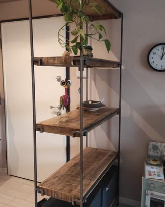 Libreria 5 ripiani in legno e metallo