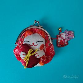 Borsellino portamonete Maneki Neko, gatto bianco