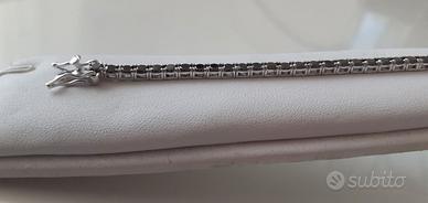 Bracciale Tennis e zirconi neri , argento 925/1000