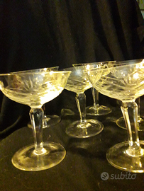 6 coppe champagne cristallo vintage