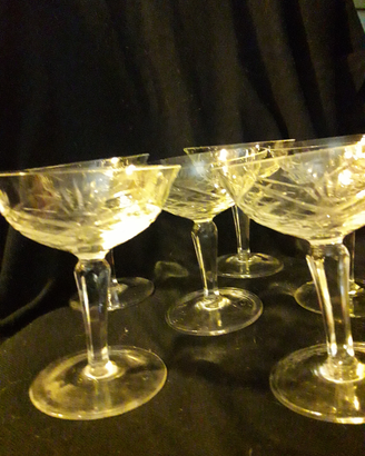 6 coppe champagne cristallo vintage