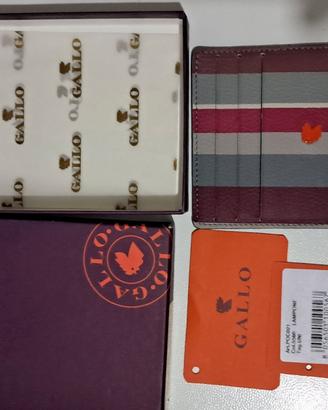 Gallo Porta carta di credito unisex pelle lampone