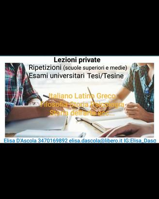 Lezioni private italiano latino greco filosofia e 