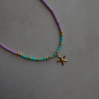 Collana perline pastello lilla oro e turchese