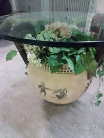 Vaso anfora con vetro in cristallo