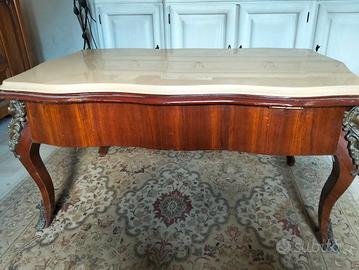 Tavolino da salotto vintage con marmo