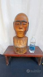testa in legno pesante anni 70 di Mussolini h45cm