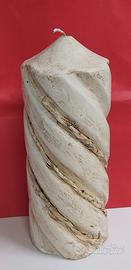 Candela bianca anticata artigianale cm. 20