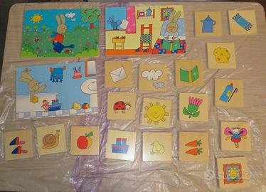 Gioco associazione in legno coniglietto (Mariano)