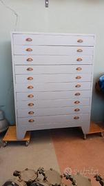 Cassettiera industriale vintage Schedario