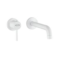 Miscelatore lavabo a muro canna 19 cm bianco opaco