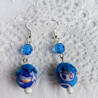 Orecchini artigianali in stoffa azzurra