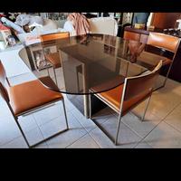 TAVOLO VETRO FUMÈ 135X135