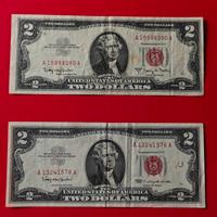 n.2 banconote da 2 dollari USA 1963