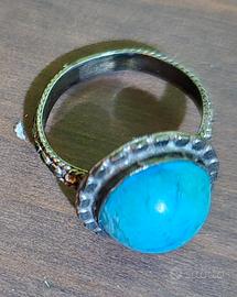 Anello vintage in argento e turchese 