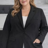 Giacca elegante nera cotone curvy