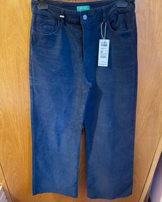 Pantaloni wide leg in velluto Benetton
