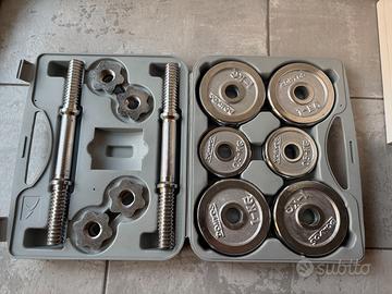 Set manubri Domyos cromati 14 kg con valigetta