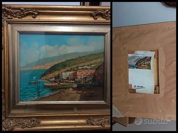 Dipinto Olio su Tavola "Marina Napoletana" -