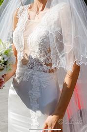 Abito sposa +velo,stola,porta fedi,scarpe,ciabatte