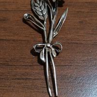 Spiga di grano e fiore in miniatura argento 800