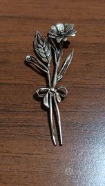 Spiga di grano e fiore in miniatura argento 800