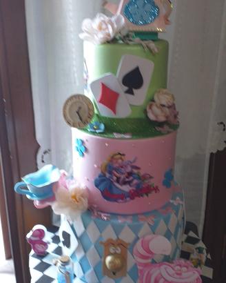 TORTA SCENOGRAFICA  ALICE NEL PARSE DELLE MERAVIGL