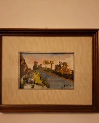 Dipinto a olio su tela/tavola "Paesaggio Roccioso"