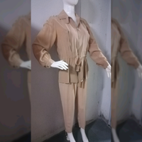 COMPLETO GIACCA e PANTALONE VINTAGE '70 SETA BEIGE